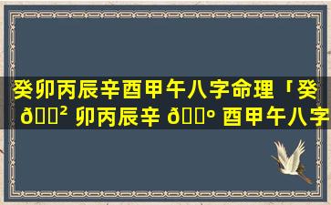 癸卯丙辰辛酉甲午八字命理「癸 🌲 卯丙辰辛 🐺 酉甲午八字命理解析」